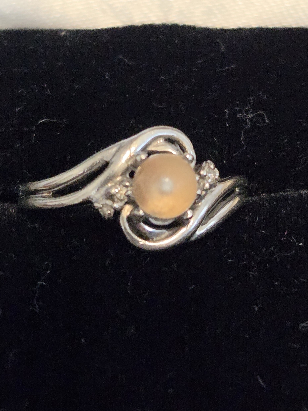 Sterling Silver Peach Pearl Swirl Ring